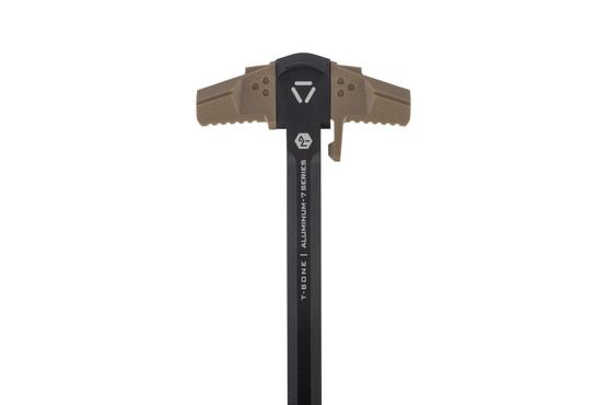 Strike Industries T-Bone AR-15 Charging Handle for .223/5.56 in Black has an FDE modular handle